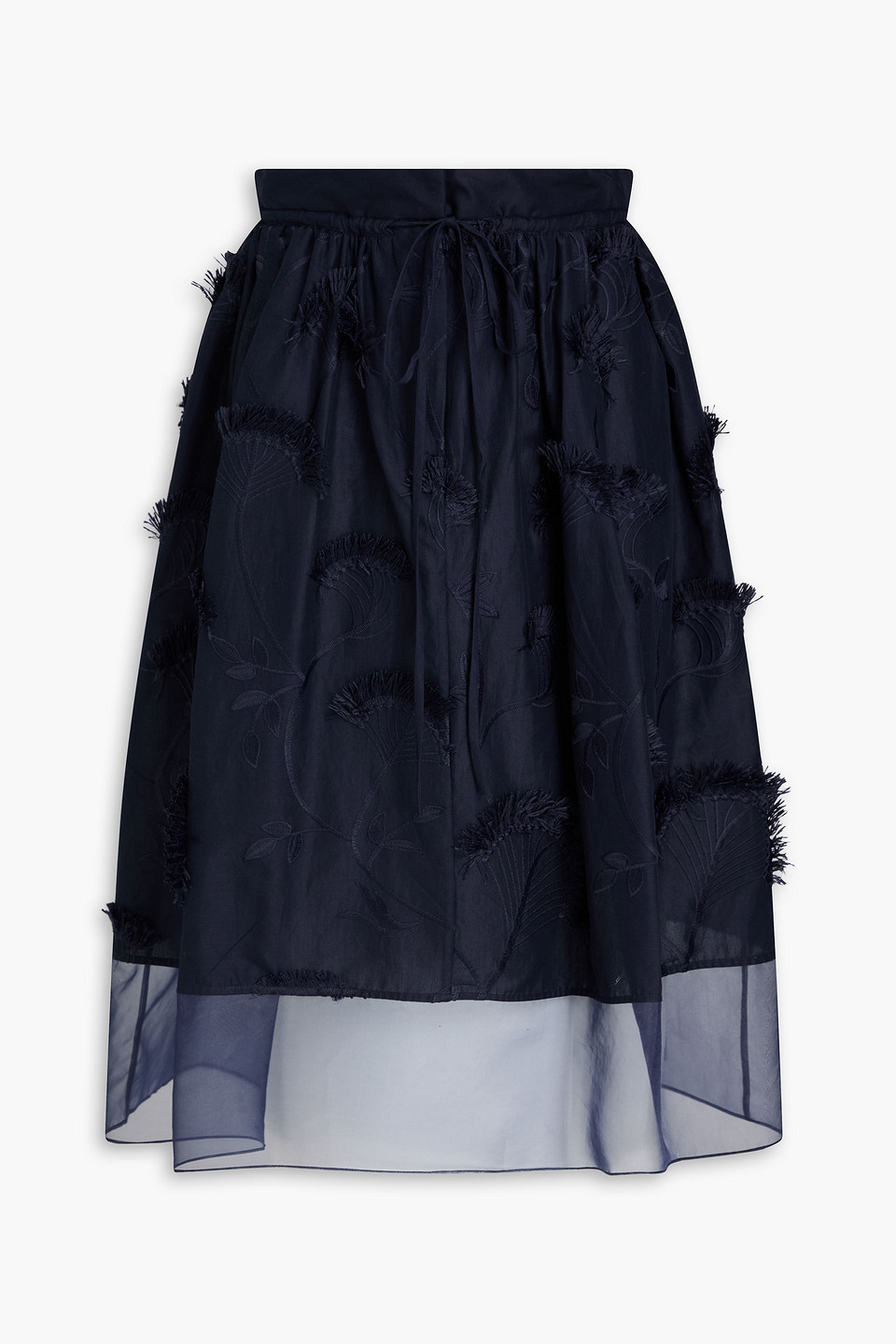 3.1 phillip lim - embroidered fil-coupé cotton-organza midi skirt - blue - us 2