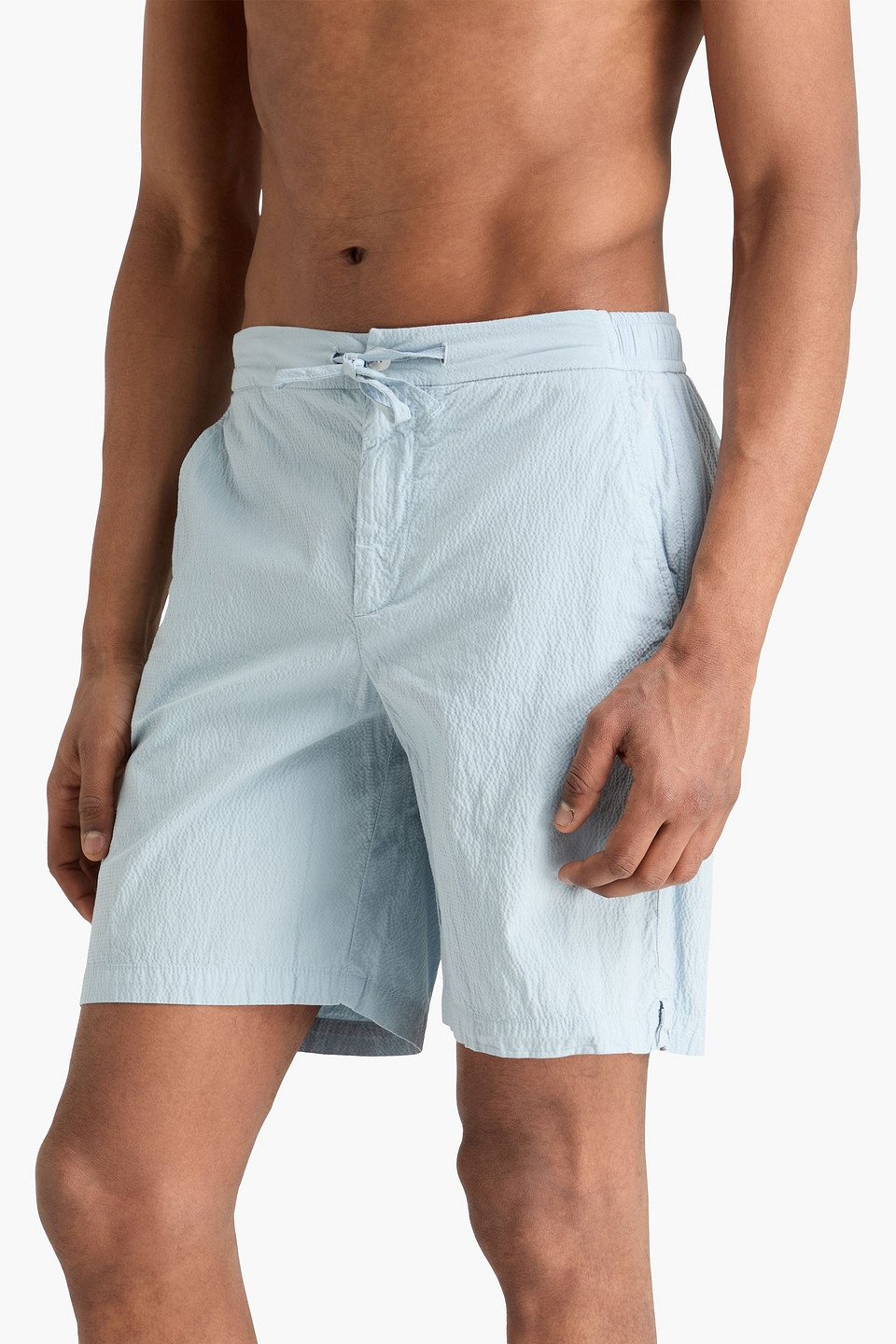  Frescobol Carioca - Chinoshorts „sergio“ Aus Seersucker Aus Einer Baumwollmischung Mit Tunnelzug - Blau - 38 