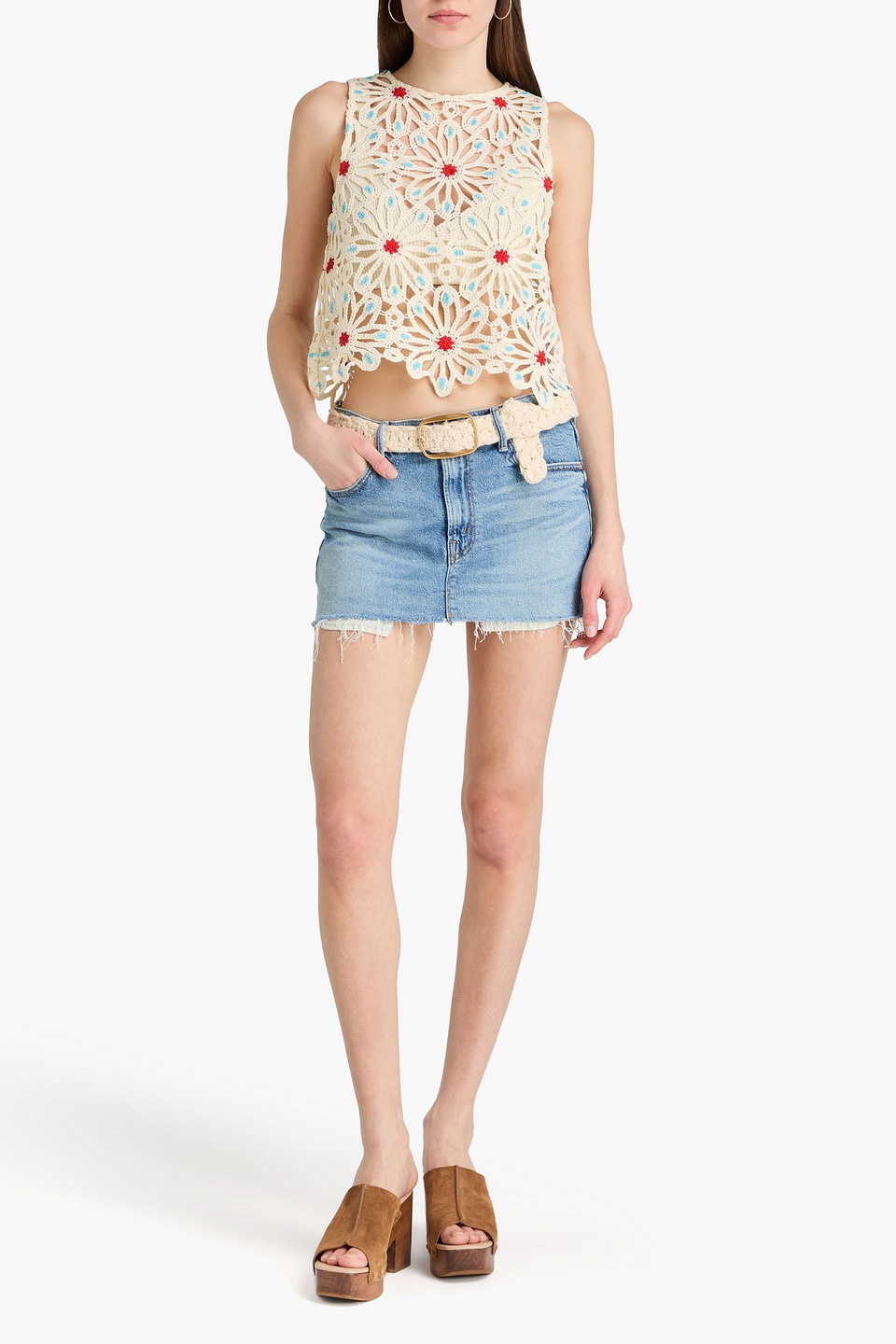  Mother - Frayed Denim Mini Skirt - Blue - 26 