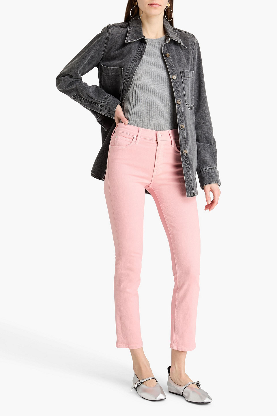  Mother - Halbhohe Cropped Jeans „dazzler“ Mit Geradem Bein - Pink - 25 