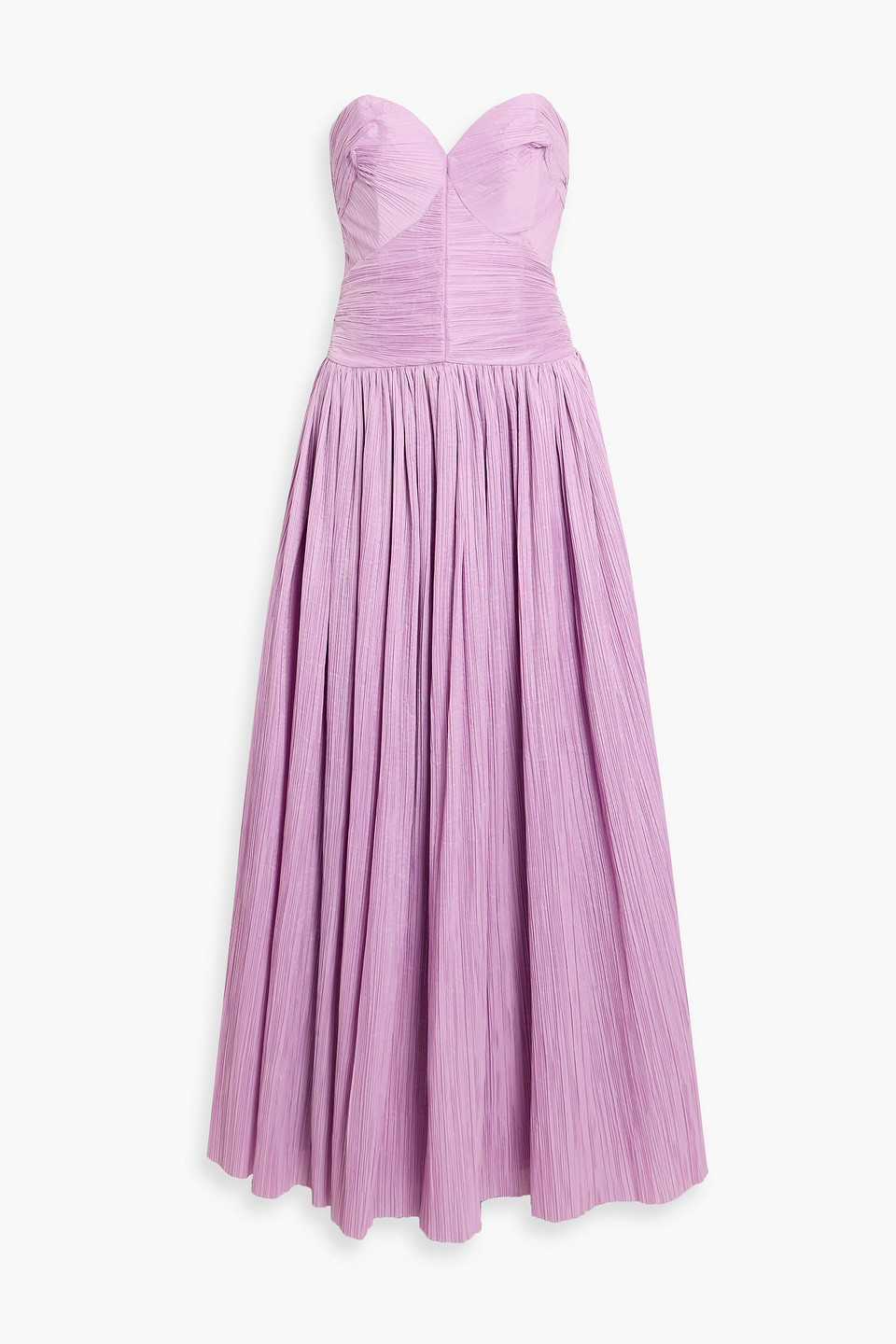 simkhai - aubriella strapless plissé-taffeta gown - purple - us 0