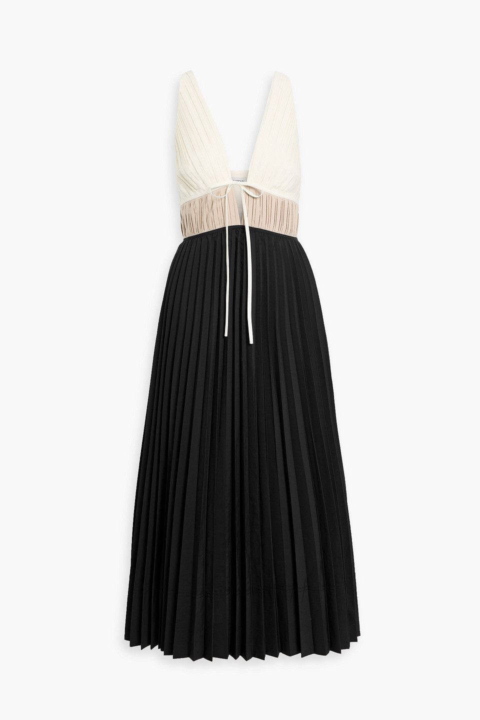 simkhai - stephanie pleated poplin midi dress - black - us 00