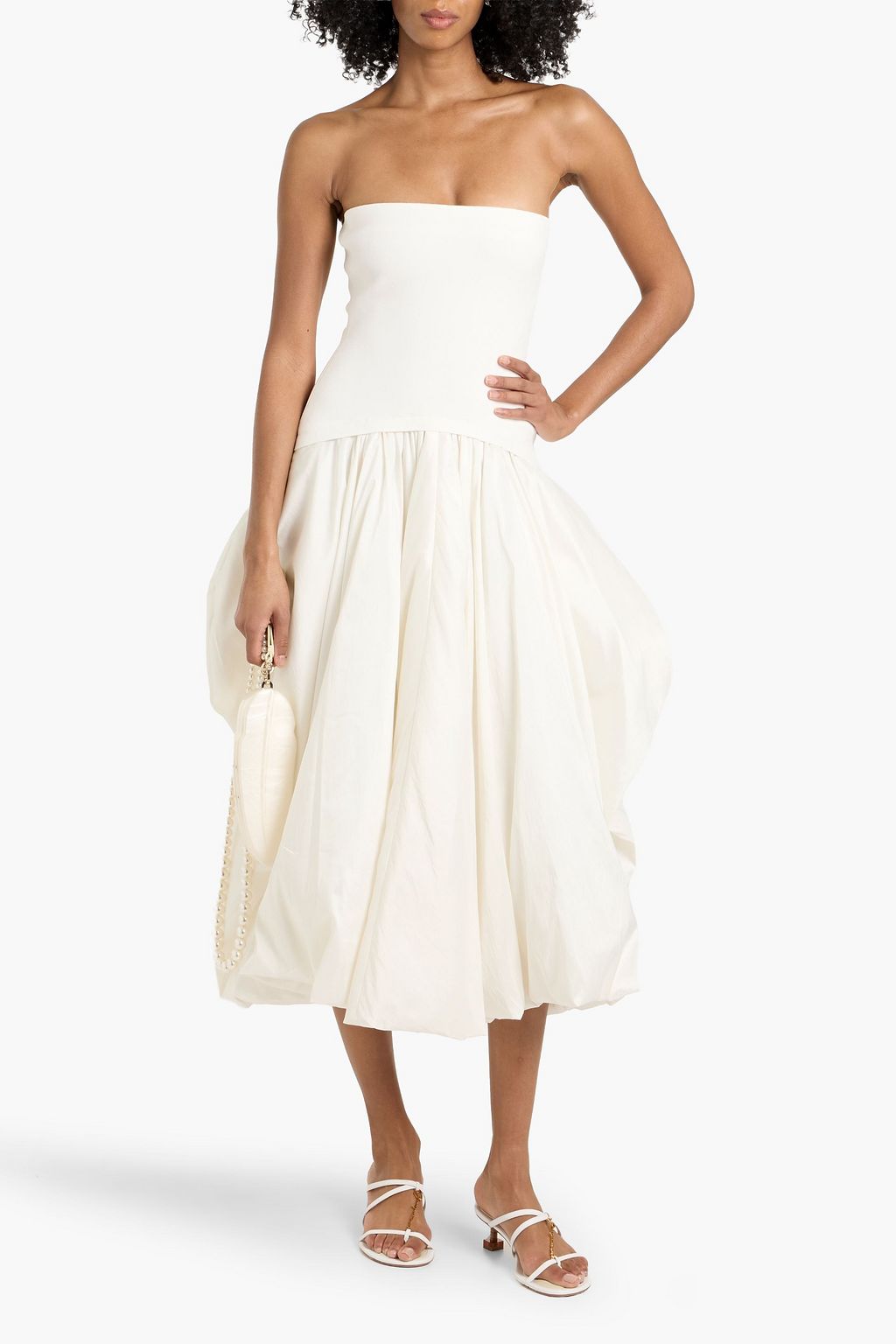 SIMKHAI Women's Izzy Strapless Pickup Midi-Dress - Ivory - Size Small SIMKHAI Women's Izzy Strapless Pickup Midi-Dress - Ivory - Size Small