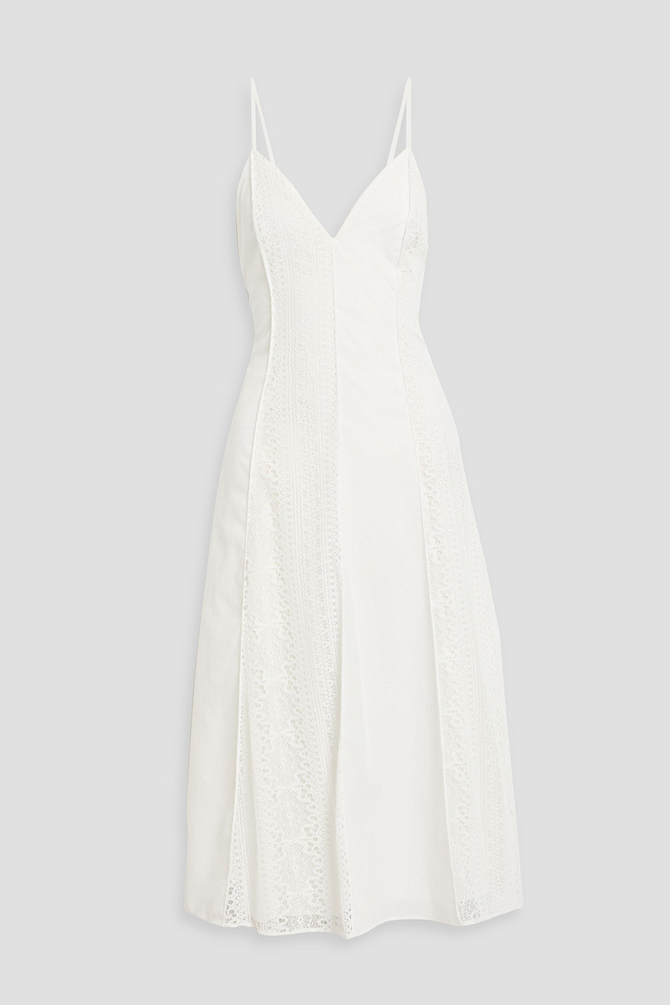 Simkhai Mina Lace-trimmed Poplin Midi Dress In White