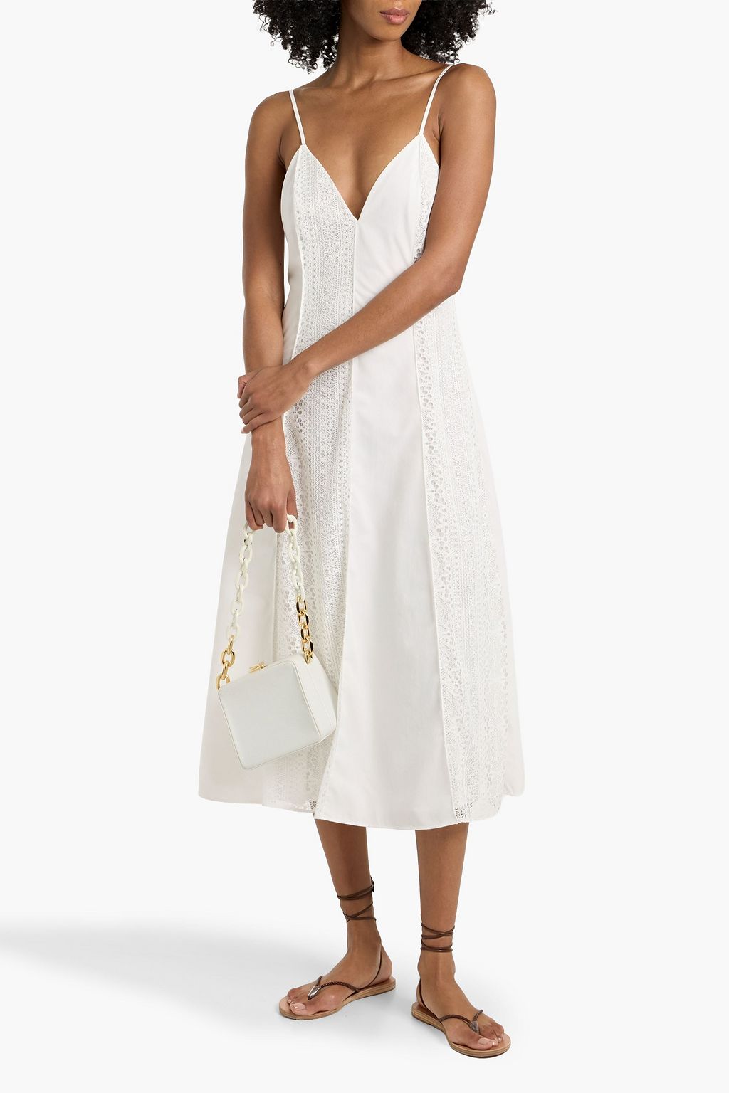 lace slip dress short Petaline Lace Mini Dress for Women in Ivory, Size: 10, by LoveShackFancy main image 0