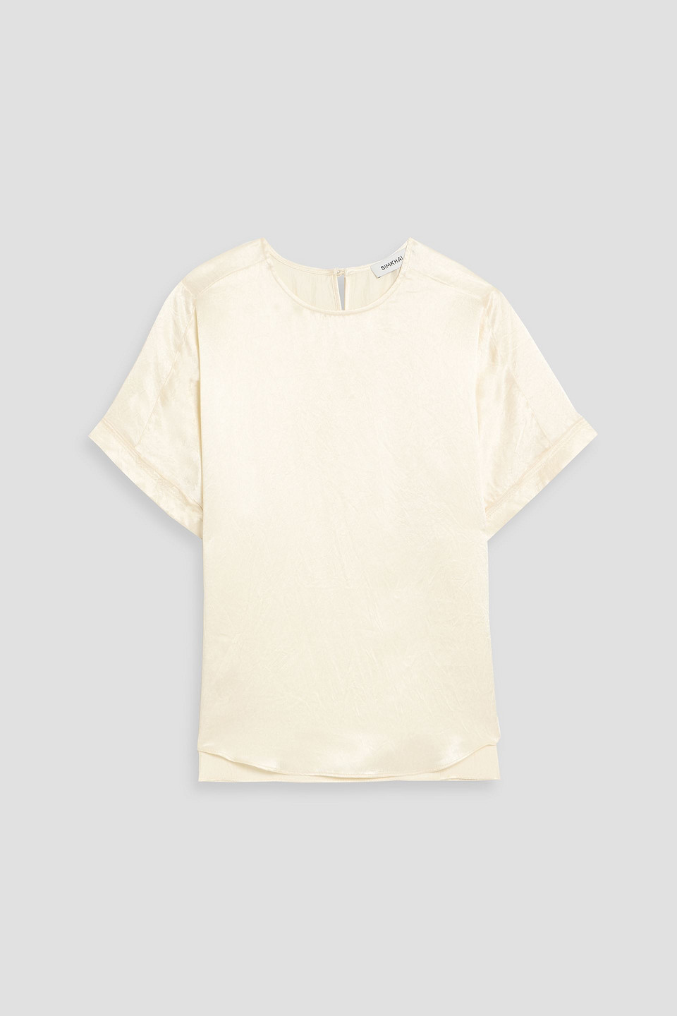 simkhai - addison crinkled-satin top - white - xs
