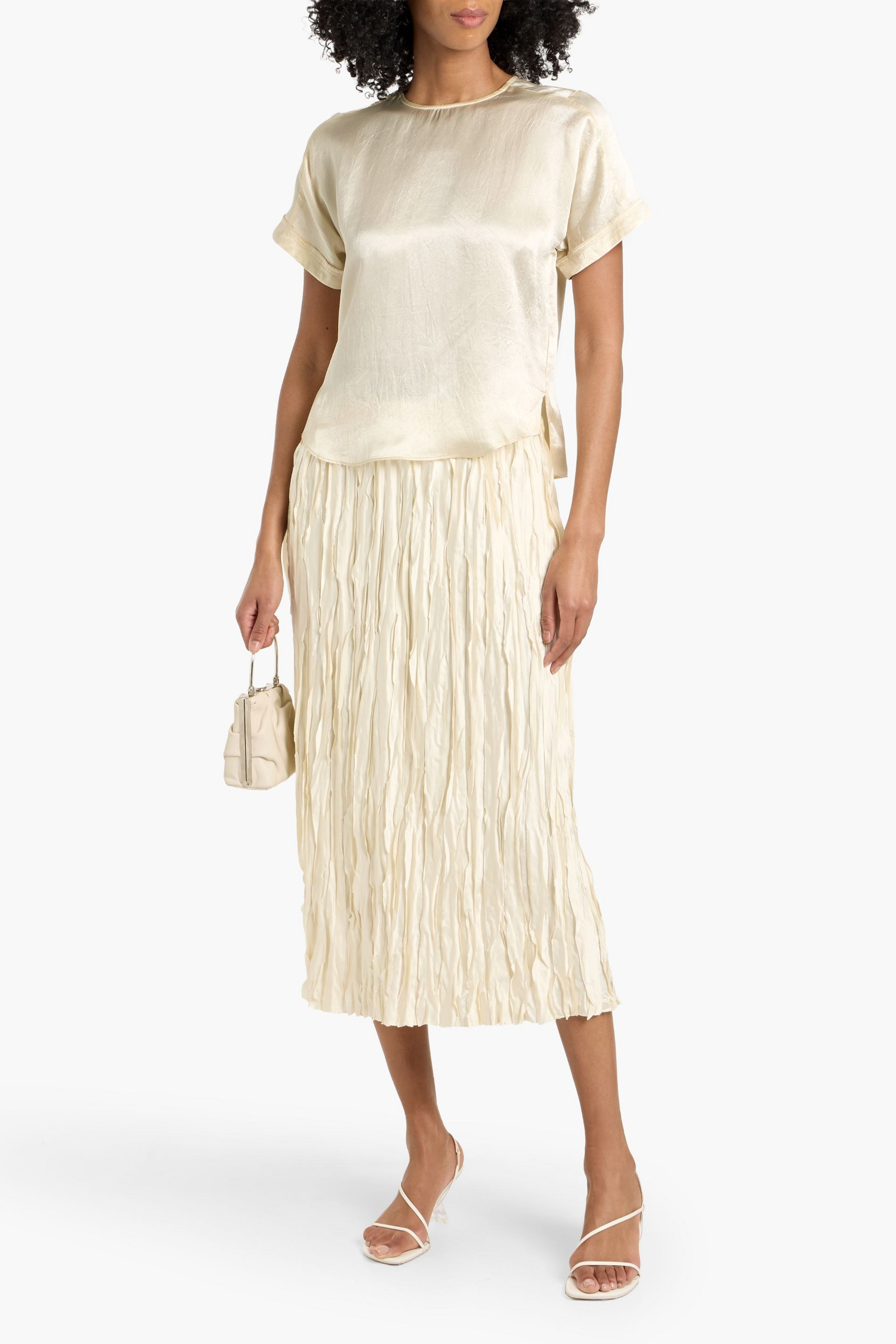 SIMKHAI Addison crinkled-satin top