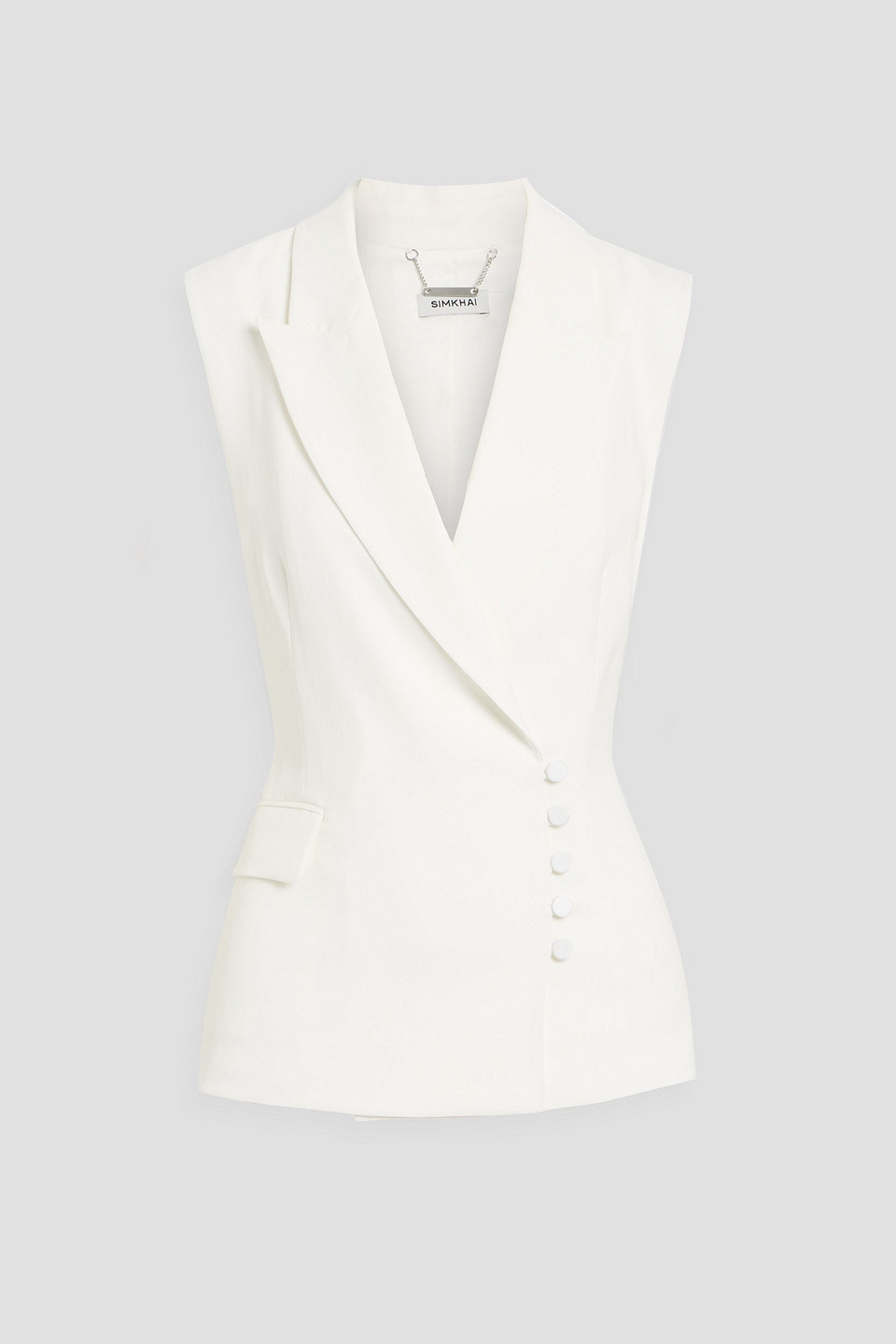 simkhai - valarie crepe vest - white - us 00