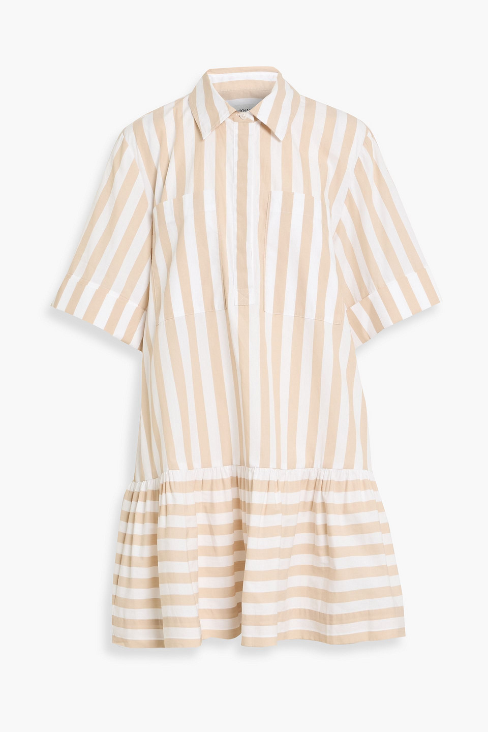 simkhai - cris striped cotton-poplin mini shirt dress - neutral - l
