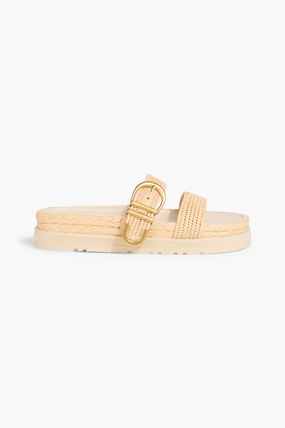 simkhai - aida buckled raffia platform slides - neutral - eu 37