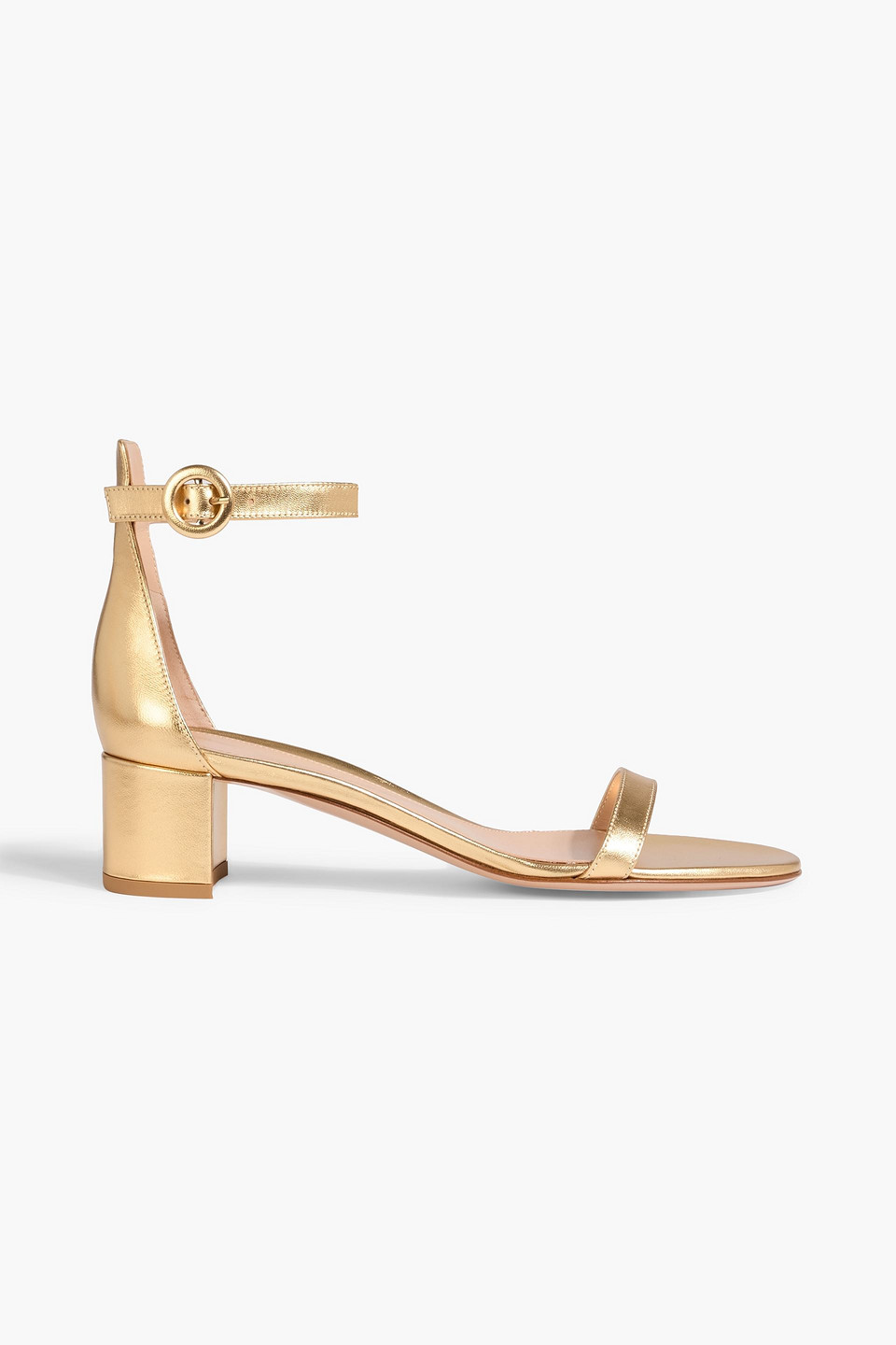 gianvito rossi - gaeta 45 metallic leather sandals - metallic - eu 34.5