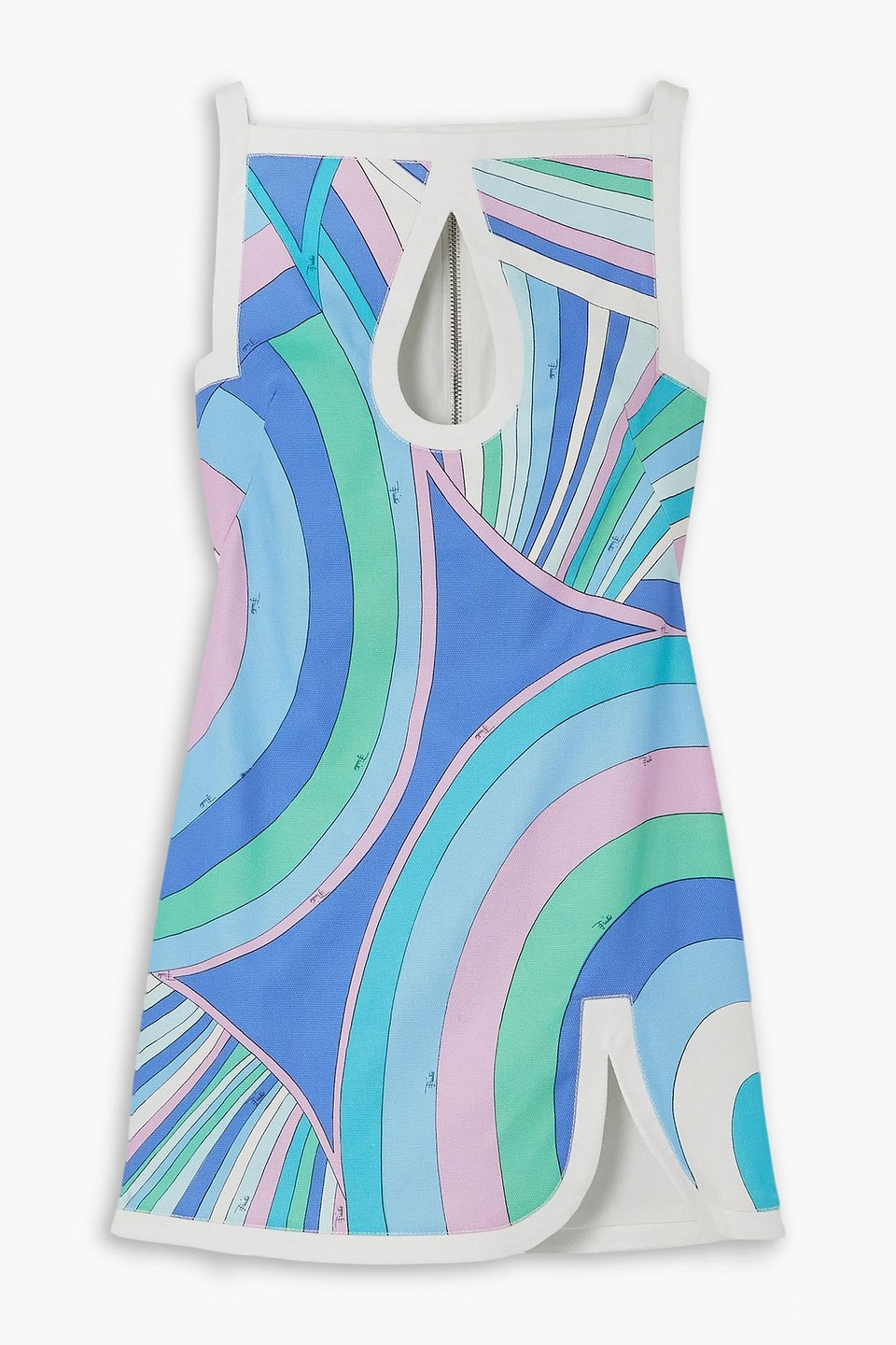Pucci Cutout Printed Cotton-blend Canvas Mini Dress In Multi