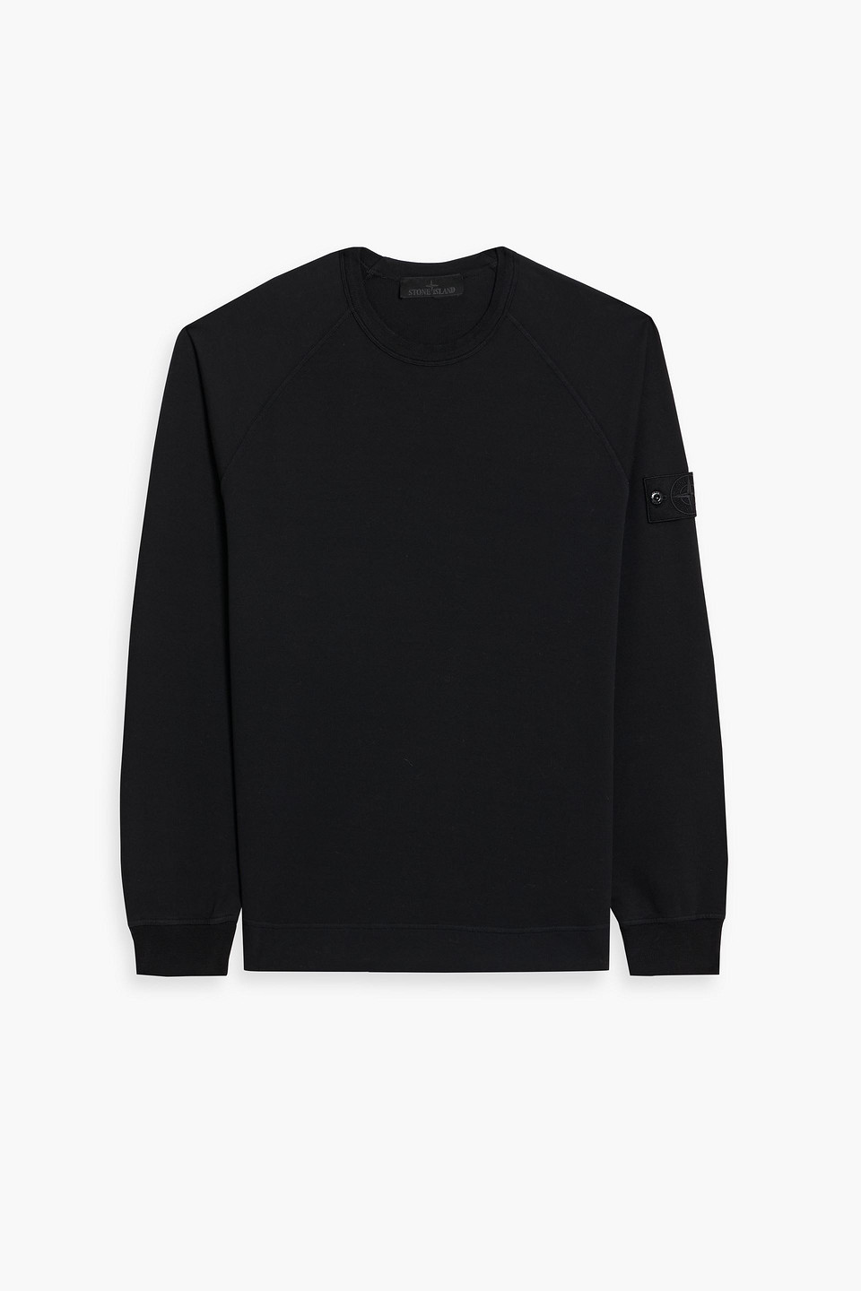 Stone Island Crewneck Sweatshirt With Ribbed Detailing And Logo Patch In Black