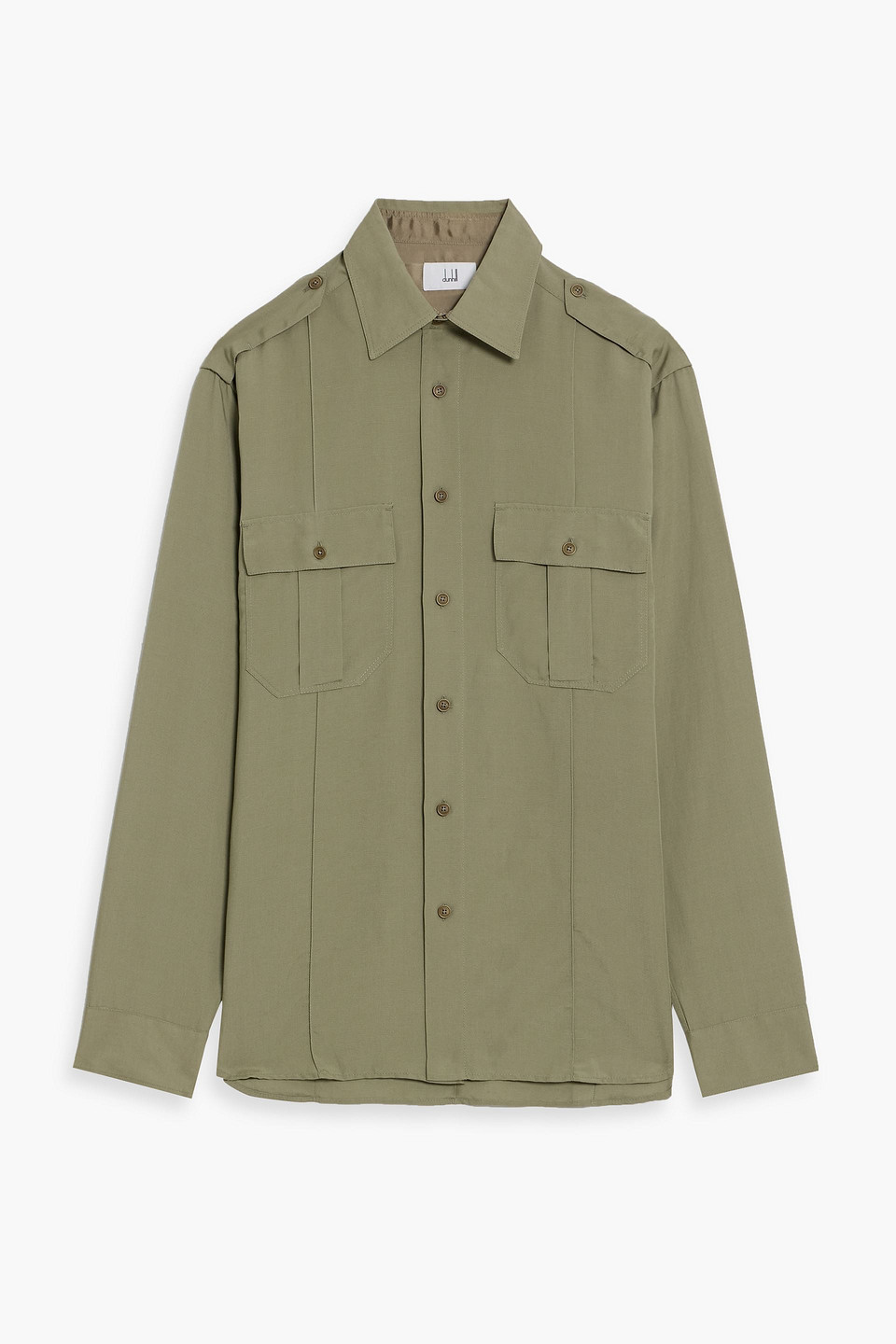 dunhill - lyocell and linen-blend shirt - green - m