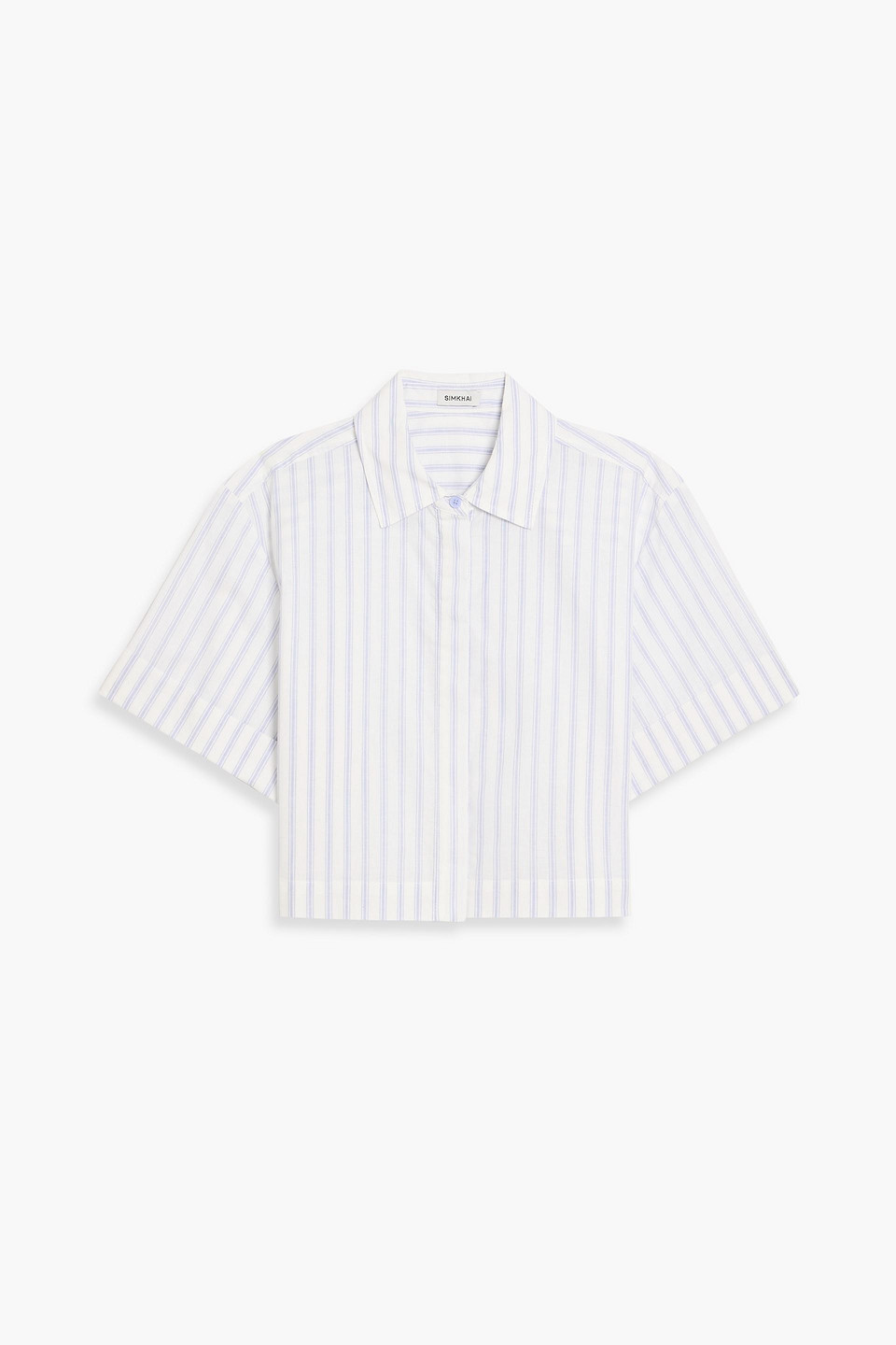 Simkhai Cropped Striped Cotton And Linen-blend Shirt In White