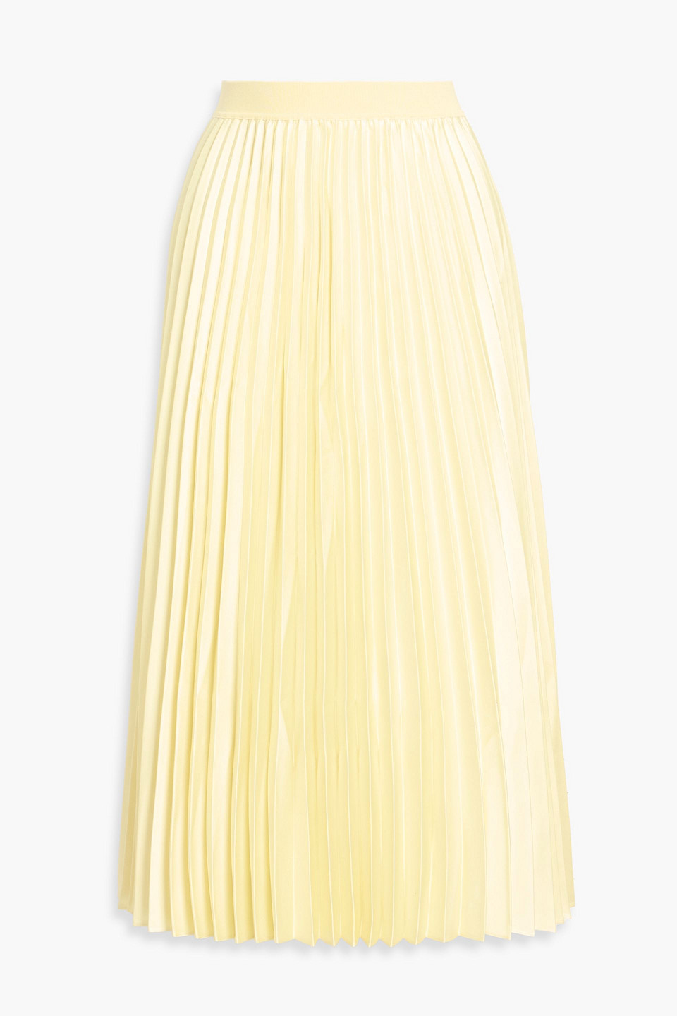 Simkhai Melanie Pleated Satin Midi Skirt In Yellow