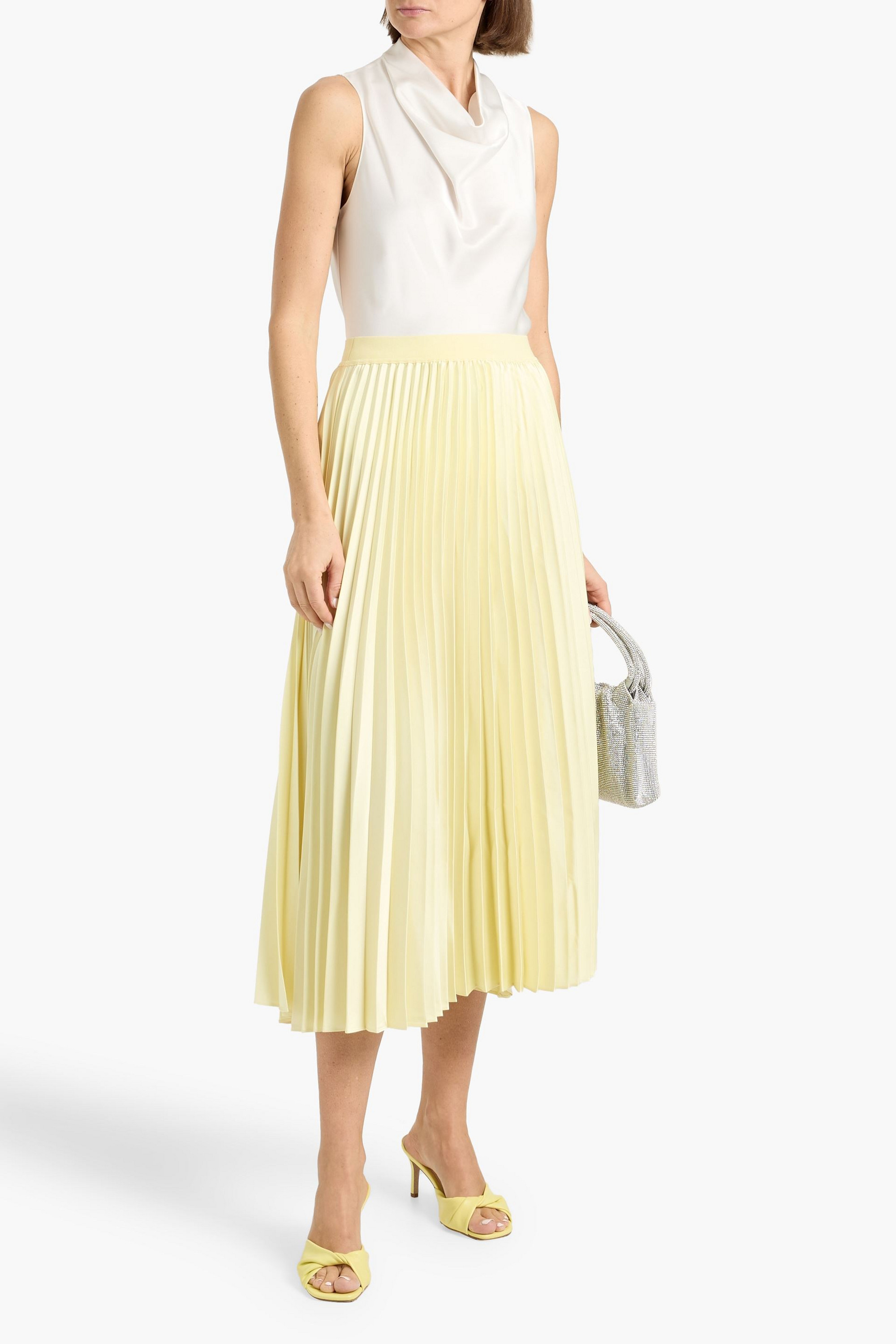 SIMKHAI Melanie pleated satin midi skirt