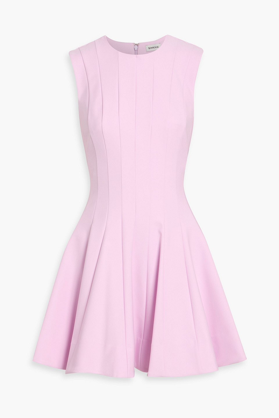 Simkhai Delfie Fluted Crepe Mini Dress In Pink