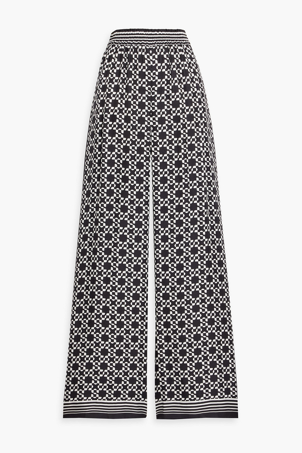 simkhai - zuna printed tencel™and silk-blend twill wide-leg pants - black - xs