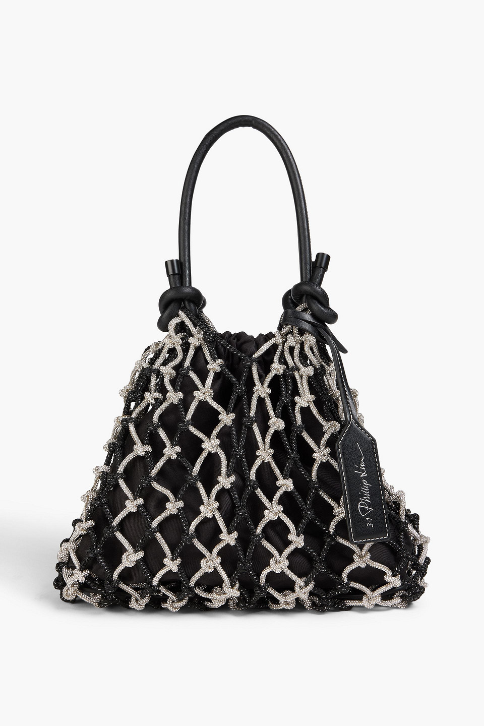 3.1 phillip lim - crystal-embellished macramé tote - black - onesize