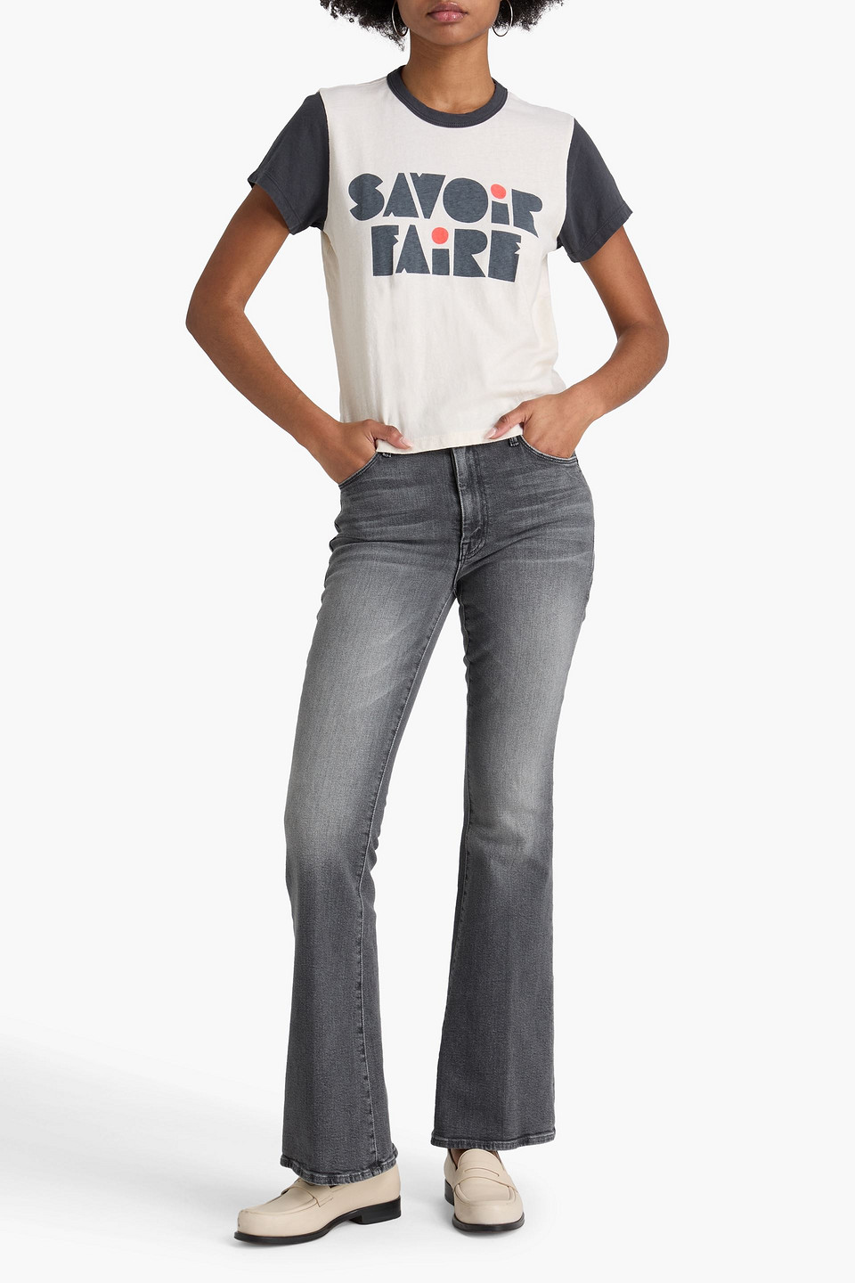  Mother - Weekender Mid-rise Flared Jeans - Gray - 27 