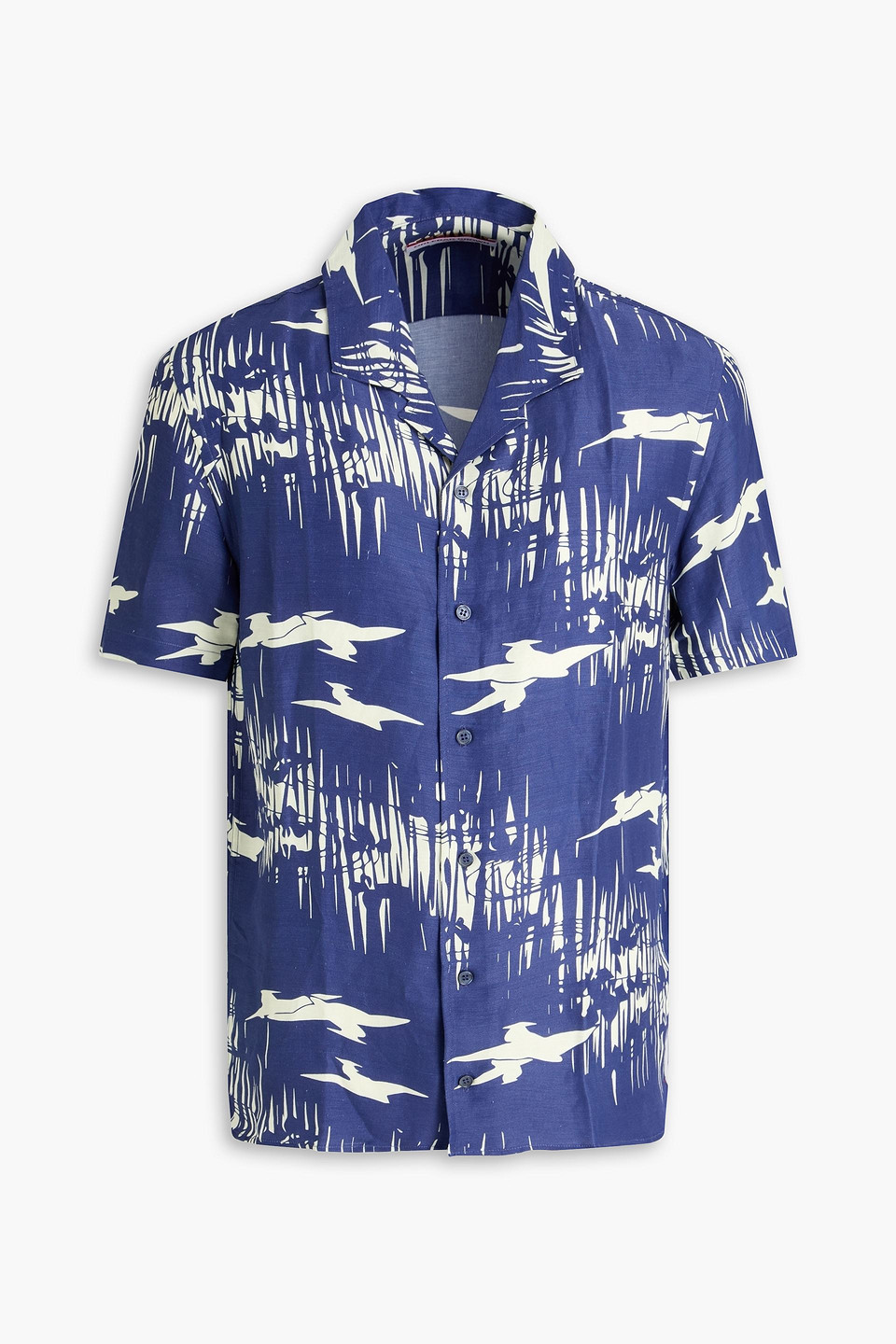 orlebar brown - hibbert printed linen-blend shirt - blue - s