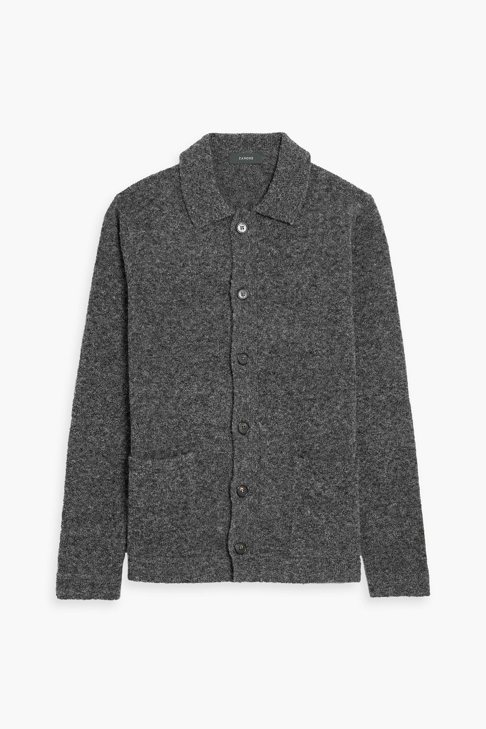 slowear - zanone wool-blend bouclé-knit cardigan - gray - it 46