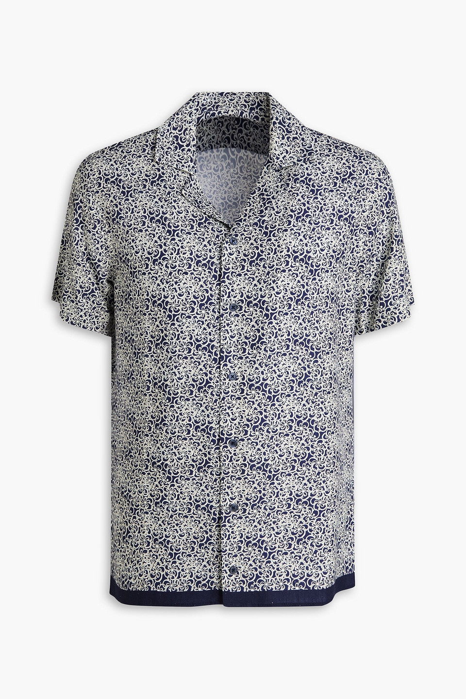 orlebar brown - travis floral-print piqué shirt - blue - s