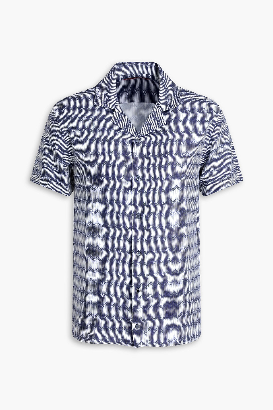 orlebar brown - travis printed piqué shirt - blue - m