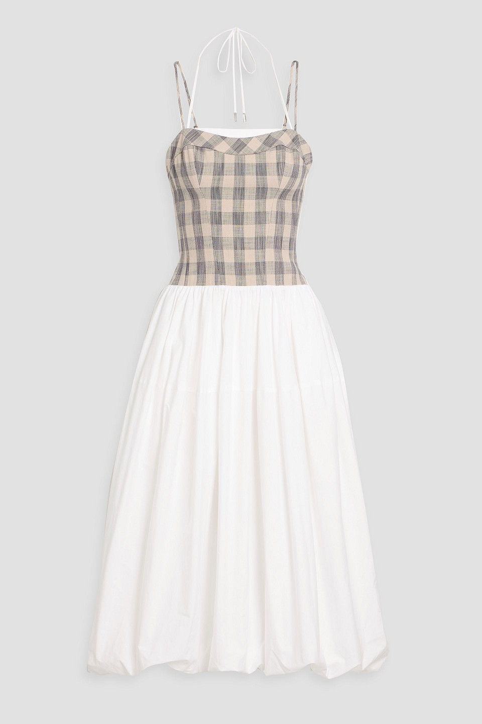 simkhai - pfeiffer gingham broadcloth and cotton-poplin midi dress - white - us 00