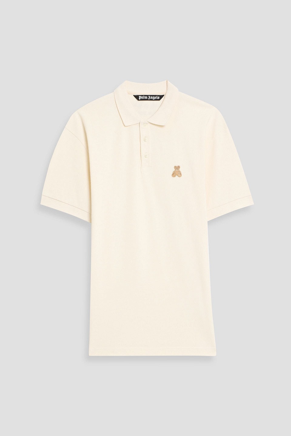 palm angels - appliquéd cotton-piqué polo shirt - white - xs