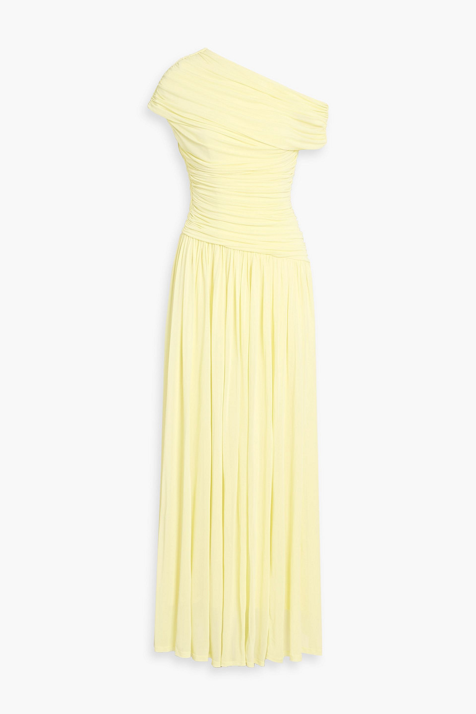 simkhai - rhiannon one-shoulder ruched jersey maxi dress - yellow - us 4