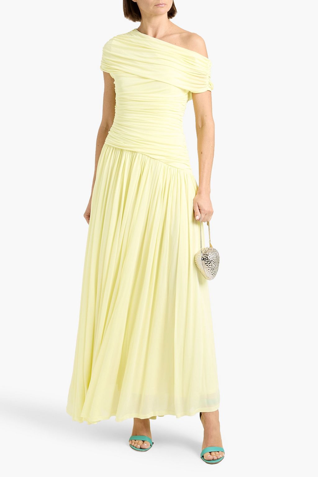 rhiannon georgette evening dress Princess Off the Shoulder Silver Satin Simple Long Prom Dresses APD299 –  SheerGirl main image 1