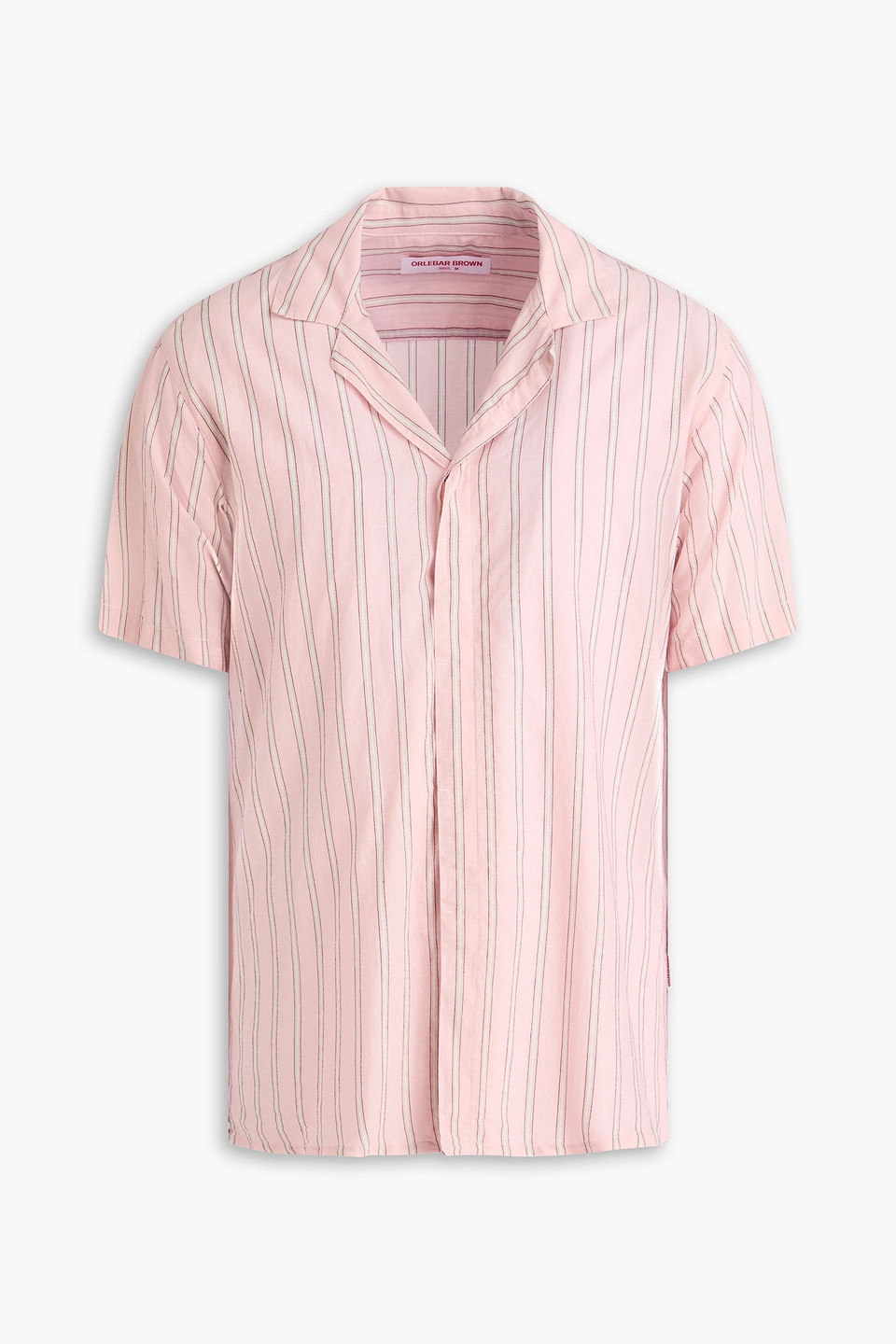 orlebar brown - maitan striped cotton shirt - pink - l