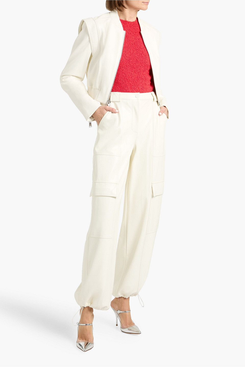  Simkhai - Doreen Cropped Bomber Jacket - White - S 