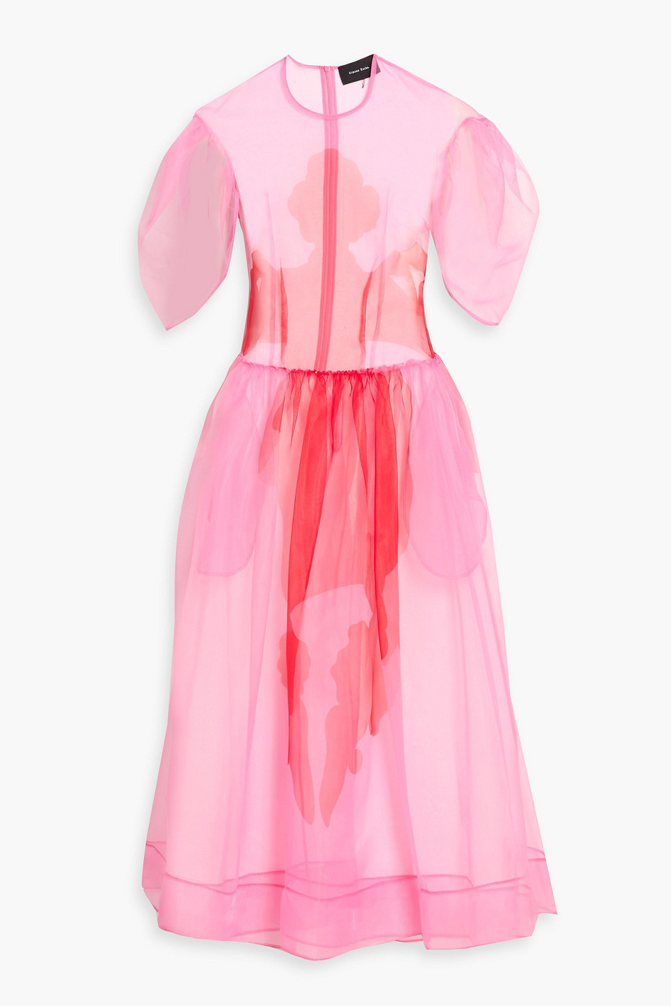 Simone Rocha Printed Organza Midi Dress In Pink