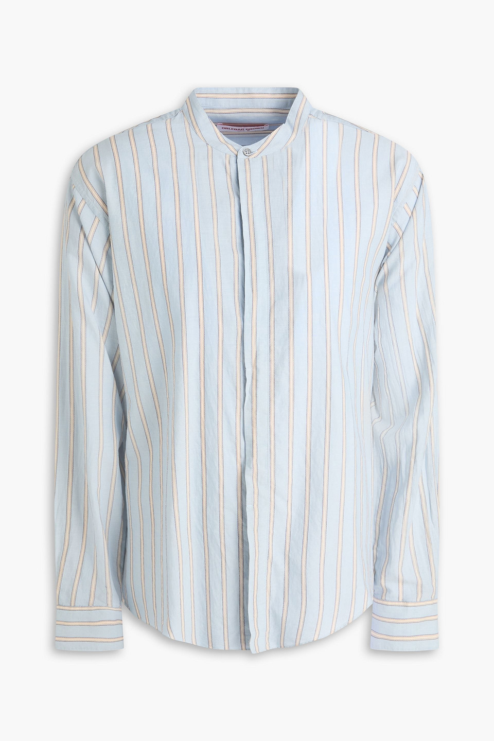 orlebar brown - dekker striped cotton shirt - blue - m