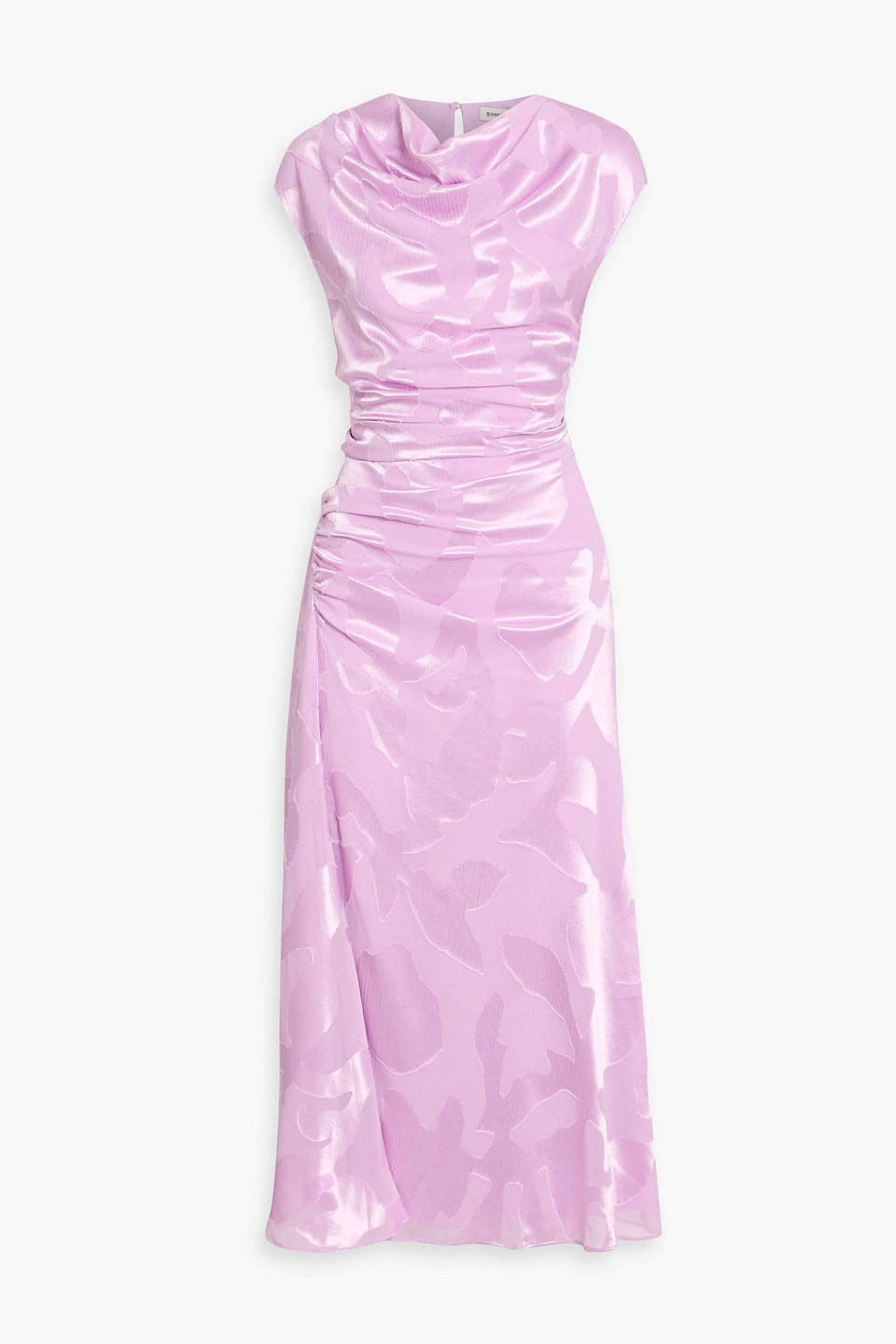 simkhai - burke draped fil coupé midi dress - purple - us 6