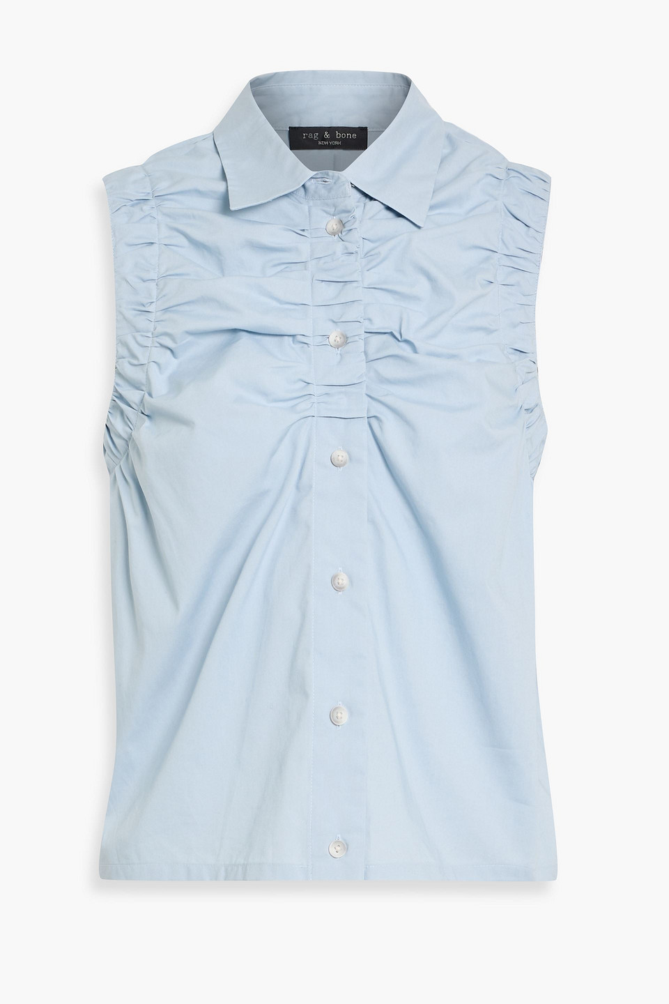 Rag & Bone Georgina Ruched Cotton Shirt In Blue