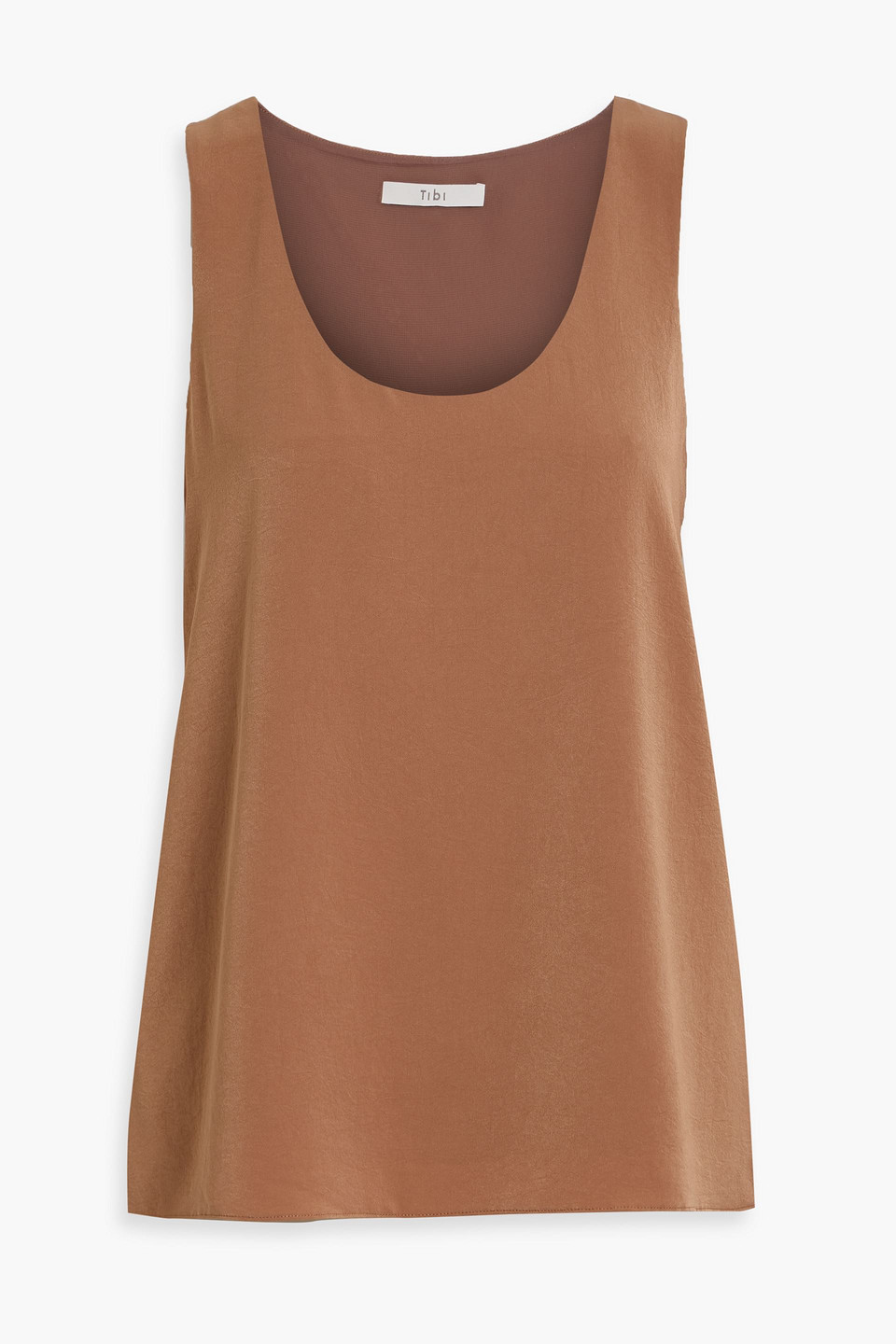 Tibi Crepe De Chine Tank In Brown