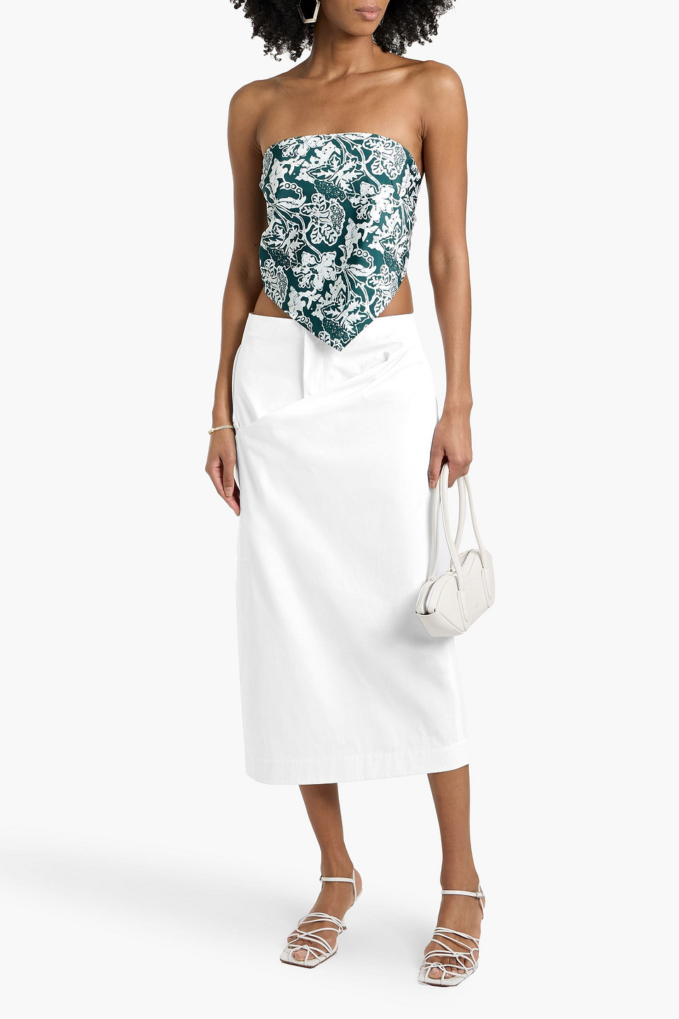 Tibi Strapless Printed Satin Top In Multi