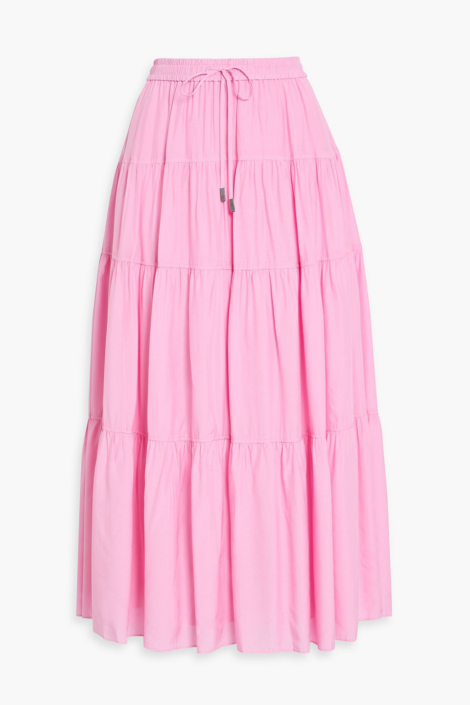 Simkhai Lulee Tiered Mousseline Maxi Skirt In Pink