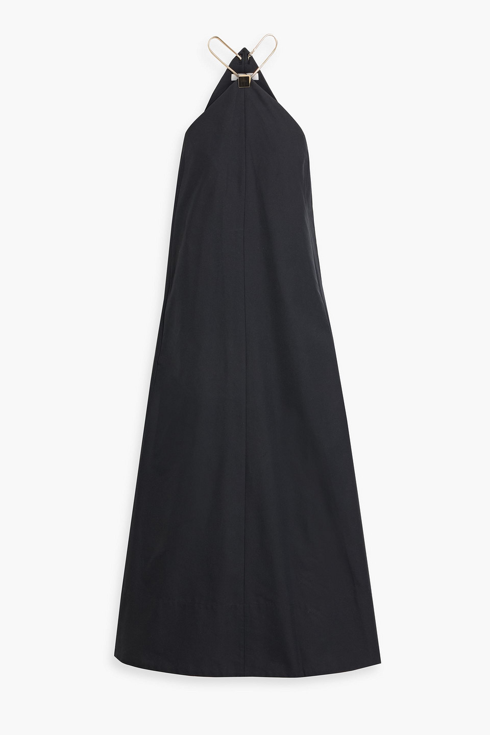 Tibi Chain-embellished Twill Midi Dress In Black