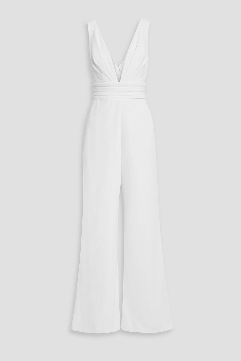 Theia Faye Pleated Crepe Wide-leg Jumpsuit In White