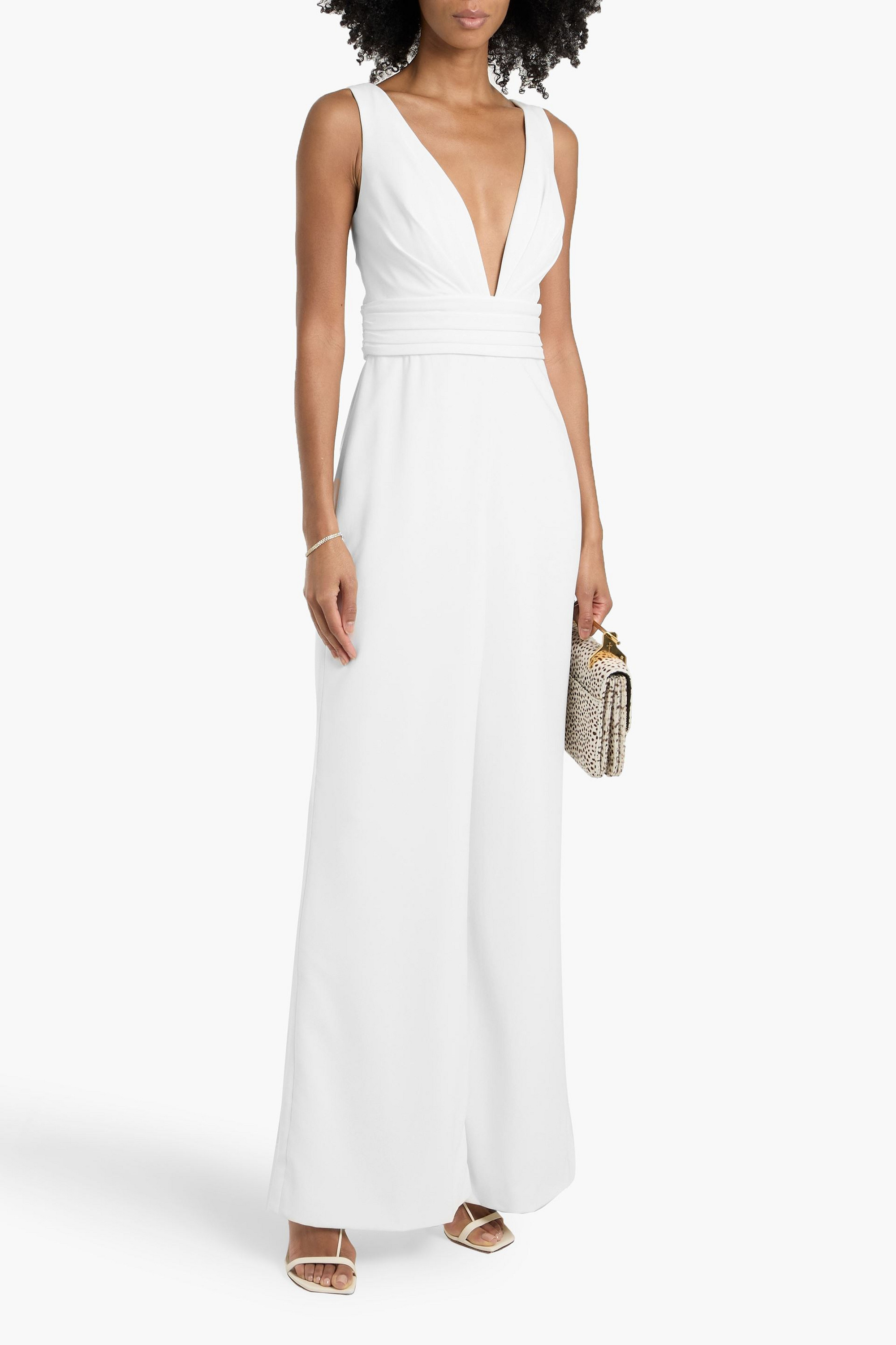 THEIA Faye pleated crepe wide-leg jumpsuit
