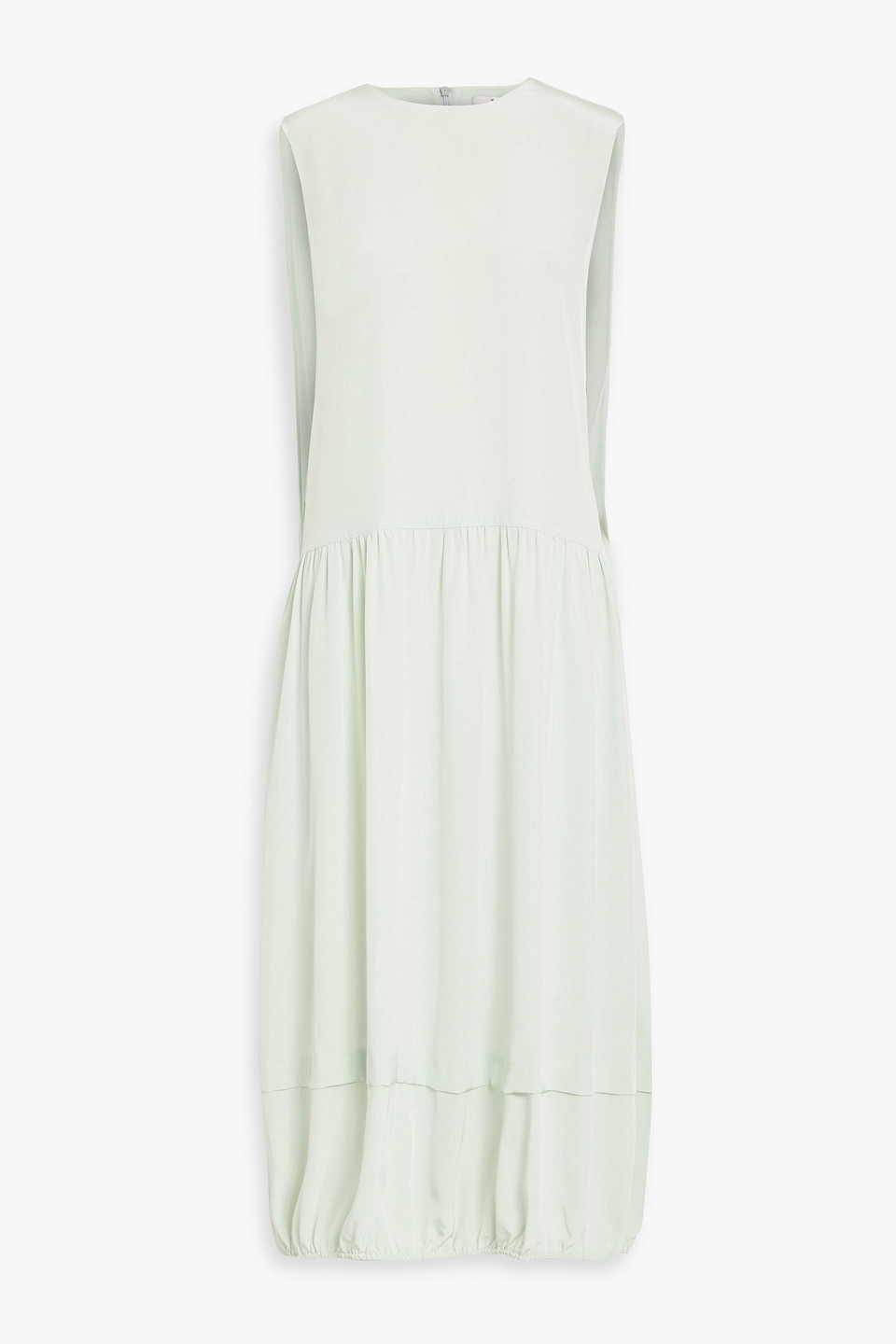 Tibi Cape-effect Silk Crepe De Chine Midi Dress In Green