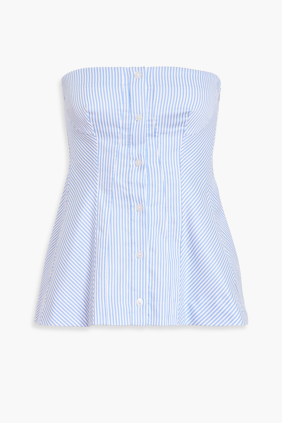 simkhai - vivvy strapless striped cotton-poplin bustier top - blue - us 8