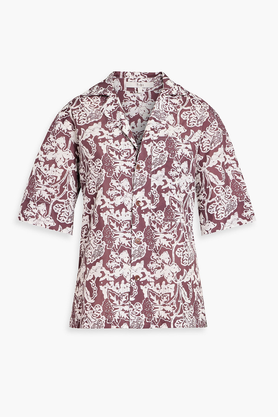 Tibi Floral-print Shell Shirt In Burgundy