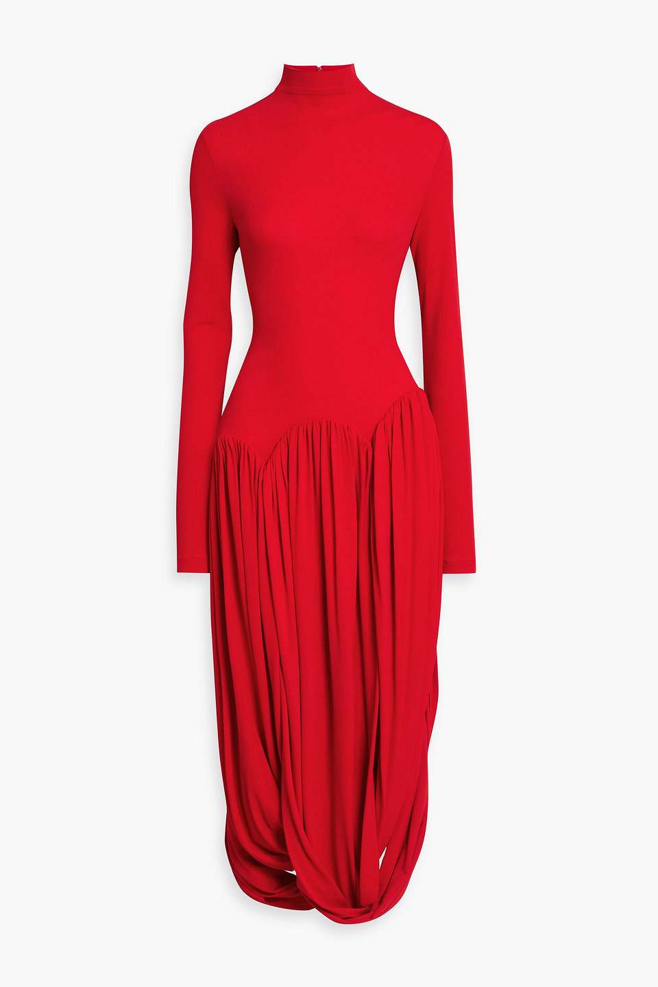 Ferragamo Draped Stretch-jersey Turtleneck Maxi Dress In Red