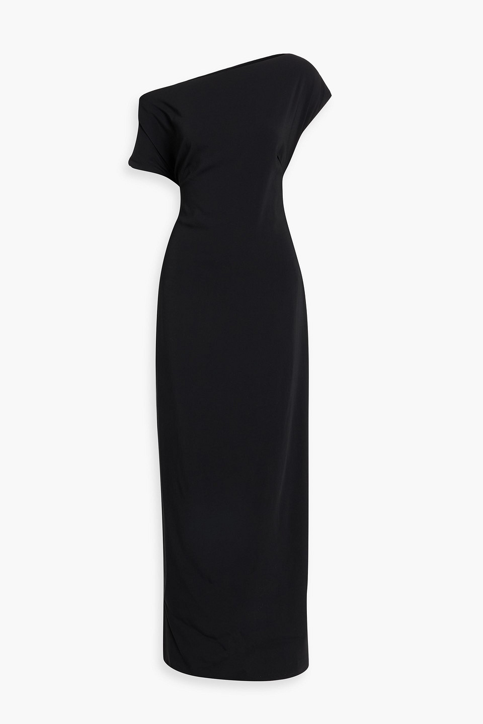 st. agni - one-shoulder crepe maxi dress - black - m